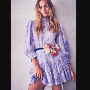Loveshackfancy Viola ruffle mini dress lavender tie dyed